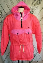 Vintage Serac Womens Neon Pink Half Zip Nylon Hooded Jacket Size S 6 Sho... - $54.45