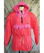 Vintage Serac Womens Neon Pink Half Zip Nylon Hooded Jacket Size S 6 Sho... - £42.72 GBP