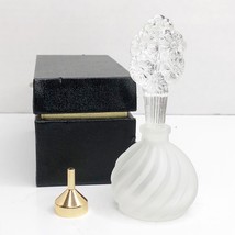 Vintage Irice Perfume Bottle Clear Crystal Flower Bouquet Original Box Funnel  - £39.46 GBP