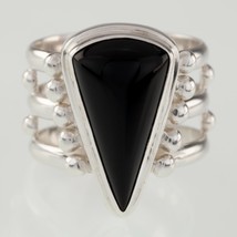 Sajen Onyx Noir Argent Sterling Large Bague Taille 6.25 - €65,78 EUR