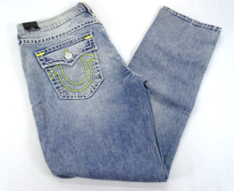 True Religion Ricky Relaxed Straight Super T Jeans Size 42x33 Utlra Wave... - $66.45