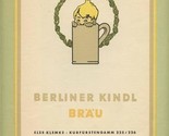 Berliner Kindle Brau Dinner Menu Kurfurstendamm Berlin Germany 1958 - $37.62