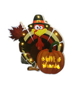 Lighted Thanksgiving Turkey Sign Wreath for Front Door Decor, Turkey Han... - £59.70 GBP