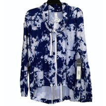 Tie Dye Jacket Medium Full Zip Women&#39;s Coat blue white Love Life Live At... - £16.61 GBP