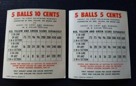 Antique Vintage 1960&#39;s Bally Carnival Queen Bingo Pinball Score Cards  - £11.59 GBP