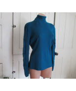 Red by Cyrus sweater turtleneck L/M  peacock blue  long cable sleeves New - $12.69