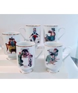 Norman Rockwell Danbury Mint  1981 Porcelain Pedestal Mugs 5 pc. - £14.06 GBP