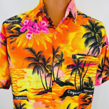 Rima Hawaiian Aloha L Shirt Cozumel Mexico Palm Trees Sunset Palm Trees Tropical - £31.59 GBP