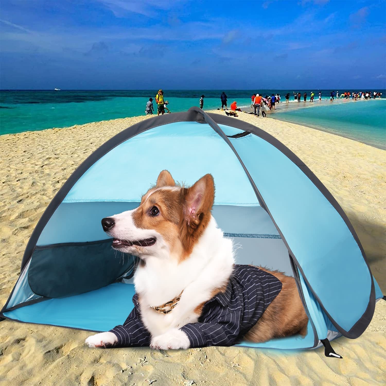 Pop Up Dog Beach Tent,Mini Head Tent,can be Fixed Small Dog Beach Sun Sh... - $35.99