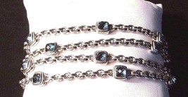 Scott Kay Sterling Silver Multi Link &amp; London Blue Topaz Bracelet $2600 +-sh... - £642.61 GBP