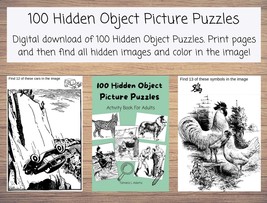 100 Hidden Object Picture Puzzles Activity Book for Adults and Teens. Va... - £2.38 GBP