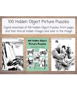100 Hidden Object Picture Puzzles Activity Book for Adults and Teens. Va... - $3.00