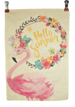 Hello Summer Flamingos Garden Flag Double Sided Burlap 12 x 18 inches - $9.37