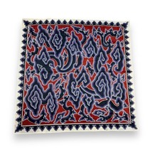Vtg Jim Thompson Red Blue Abstract Swirl Geometric Colorful Scarf 34” Square - £15.43 GBP