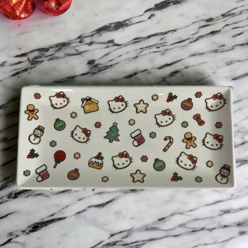 Primary image for Hello Kitty Christmas  Serving Tray Platter Gingerbread Candy canes Ceramic NEW