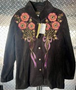 Bob Mackie Embroidered Floral Black Coat Size M Wearable Art - Women, NOS - $19.99