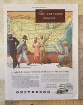 Vintage Print Ad Greyhound Bus Sailor People Wall Map of US 1940s 13.5&quot; x 10.25&quot; - $15.67