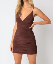 Olivaceous ruched mini dress in Brown - size M - £31.22 GBP