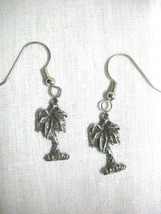 New Beach Vacation Tropical Palm Tree Charms Dangling Pewter Earrings Oc EAN Side - £6.42 GBP