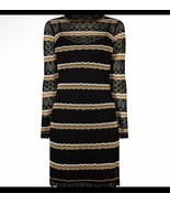 MEDIUM Karen Millen Mini Dress Black Striped Knitted LS Cocktail BNWT $299 - $64.34