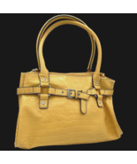 croft and barrow yellow crocodile print faux leather shoulder bag - $14.86