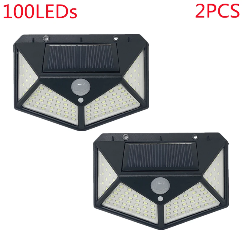 100LED ip65 Solar Light Outdoor Solar Lamp PIR Motion Sensor Wall Light Waterpro - £53.61 GBP