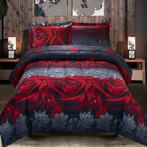 HIG 3D Rose Love Romantic Printed Box Stiched Comforter Set Or Sheet Set - £20.67 GBP+