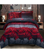 HIG 3D Rose Love Romantic Printed Box Stiched Comforter Set Or Sheet Set - £19.50 GBP - £20.84 GBP