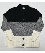 Talbots Charcoal Gray Black Button Front Cardigan 3/4 Sleeve 100% Cotton... - $474.38 MXN