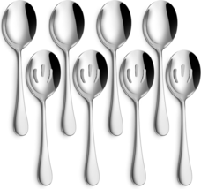 Hiware 8-Piece Serving Spoons Set - Includes 4 Serving Spoons and 4 Slotted Spoo - £12.09 GBP