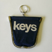 Vintage Navy Blue Key Chain Small Coin Purse Pouch - £7.65 GBP