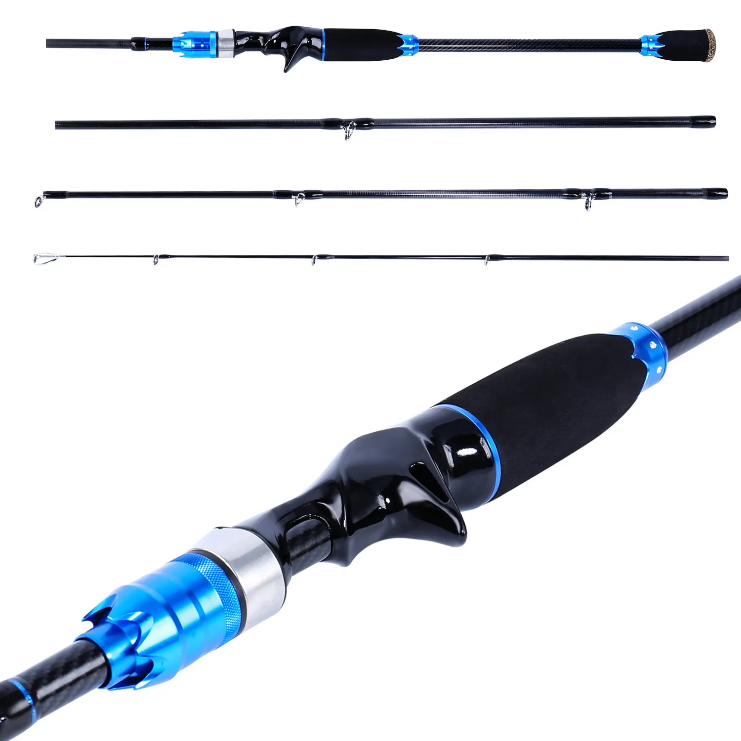 Sporting SouAilang Portable 4 Section Fishing Rod 1.8M 2.1M Carbon Fiber Top Qua - £69.54 GBP