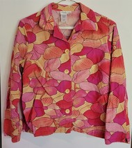 Womens Petites MP Coldwater Creek Linen Blend Multicolor Floral Shirt Top Blouse - £14.81 GBP