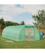 26.2 ft x 9.7 ft Outdoor Walk-in Greenhouse with Green PE Cover and Stee... - $638.52 CAD