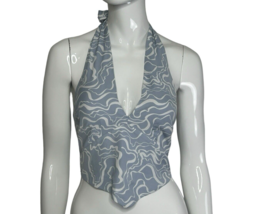 Abercrombie And Fitch Halter Top Blue White Women&#39;s Small Swirl Design - £11.50 GBP