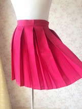 Red Pleated Mini Skirt Outfit Women A-line Pleated Skirts (US0-US16)