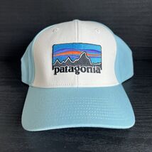 Patagonia Baseball Cap Snapback Hat White Teal Blue Outdoors Hiking Unis... - $27.65 CAD
