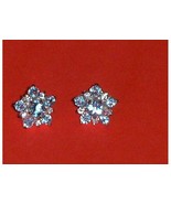 Blue and Clear CZ Sterling Silver Earrings Flowers - £15.71 GBP