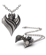 Alchemy Gothic Darken Heart Locket Pendant Vampire Bat Necklace Wing Ope... - $77.89 CAD