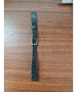 vintage mid century geniuine black leather watch strap silver buckle - €15,27 EUR