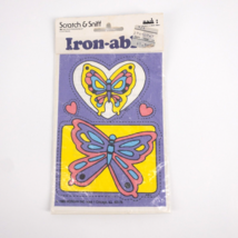 Vintage Ironables Scratch &amp; Sniff Butterly Heart Patches Iron On Morgan Inc 1983 - £8.54 GBP