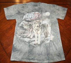 The Mountain Wolf Wolves American Flag Patriotic 2012 TShirt Blue Tie Dye Size M - $13.99