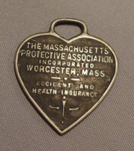 Massachusetts Protective Association Heart Tag ID Disc Insurance Worcester - £7.69 GBP