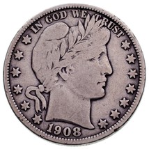 1908-O Barber 50C Half Dollar in Fine Condition, Light Gray Color - $57.15