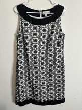 Ronni Nicole Cotton Black White Embroidered High Neck Mini Dress Size 12 - £16.83 GBP