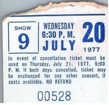 Kenny Rankin Concert Ticket Stub July 20 1977 Central Park New York City - £27.28 GBP