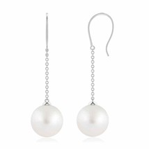 South Sea Cultured Pearl Round Dangle Earrings in 14K Gold (Grade-AA , 10MM) - £416.46 GBP