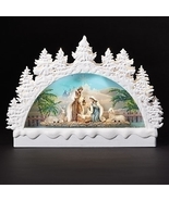 12 inch Holy Family Nativity Arch lighted water lantern glitter snow glo... - £110.57 GBP