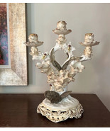 Antique Porcelain Candelabra Moore Bros Orchids Leaves Epergne Vases Min... - £335.53 GBP