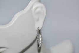 14K White Gold 28mm Diameter Diamond Eternity Hoop earrings 5.3 gr (SKU 78461) - £925.11 GBP